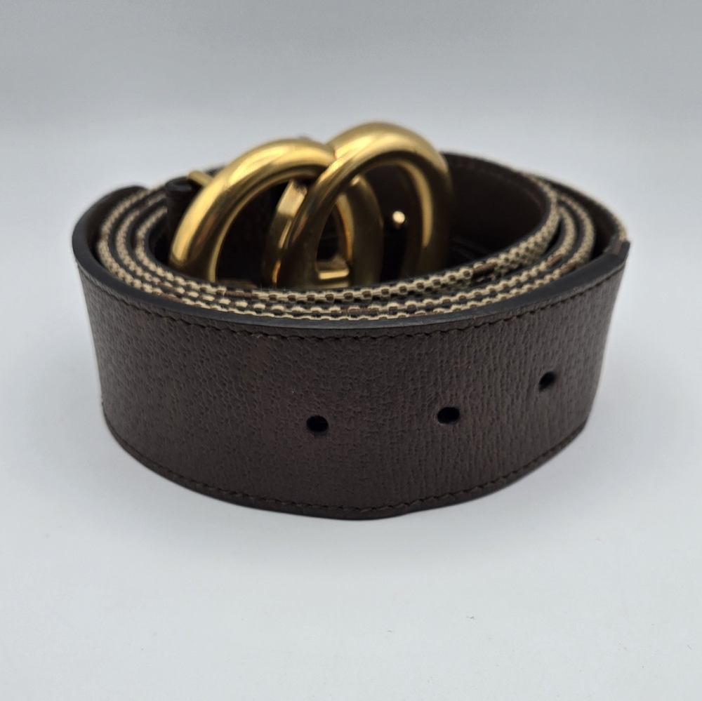 CLEARANCE Awesome Men's Gucci Tan And Brown Belt with Gold Buckle Size 115•46 - Picture 7 of 10